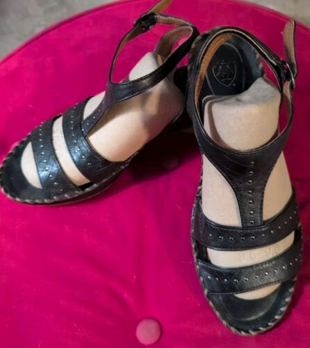 ARIAT Studded Gladiator Wedges Spring Summer Sandals Black Leather Sz 8.5 - Picture 2 of 12