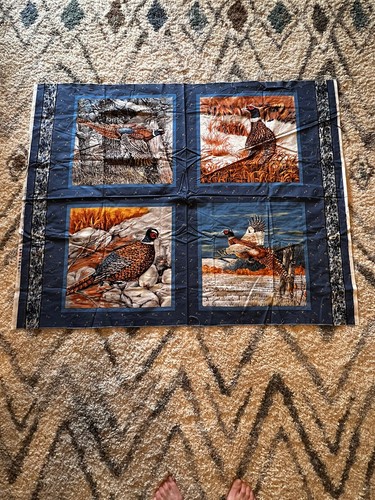 Quail Fabric Remnant 4 Large Blocks Nature’s Corner 42”x33” Fabri Quilt - Picture 1 of 8