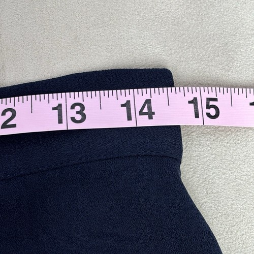 ModCloth Polyester Midi Skirt Navy Blue Size 6 NO Stretch Button Front A-Line - Picture 11 of 12