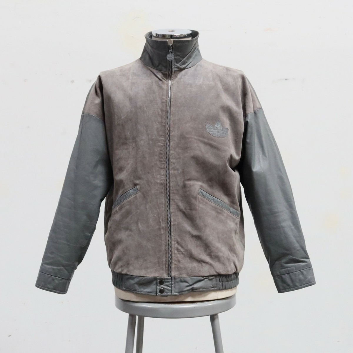 Vintage 80s Adidas Trefoil Logo Leather Suede Jacket Size M Vintage 80s Adidas Trefoil Logo Leather Suede Jacket Size M