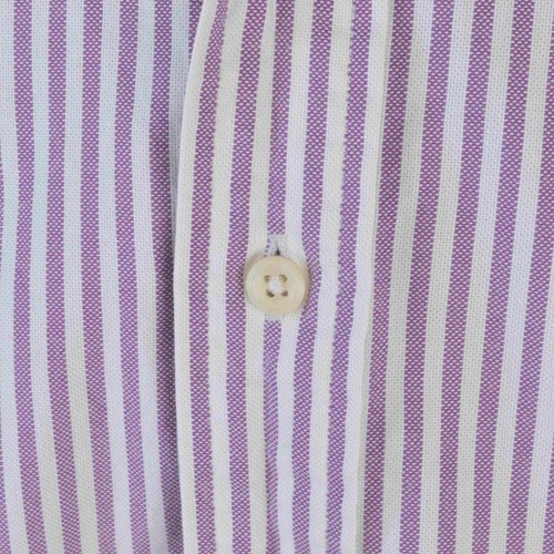 Ralph Lauren Mens Shirt 17.5 Lavender White Stripe Long Sleeve Cotton - Picture 4 of 8