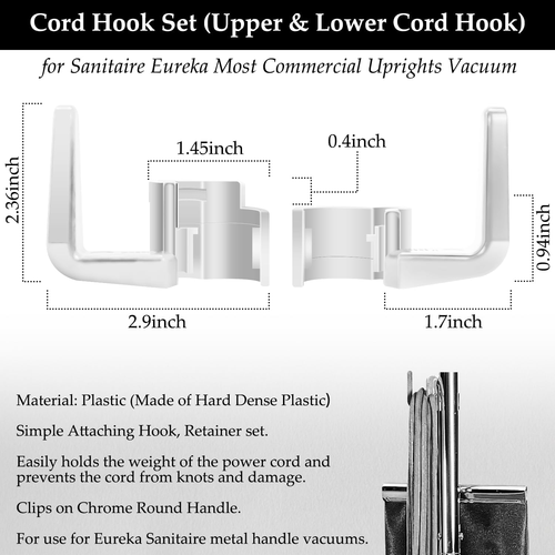 Vacuum Cord Hook Set - Beige Metal Hooks for Eureka Sanitaire 53574 Upright Vacu - Picture 4 of 12