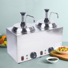 Commercial Hot Fudge Warmer Nacho Cheese Sauce Warmer w/ Pump Dispenser 1600W