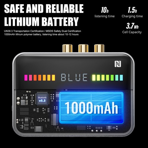 Bluetooth 5.3 Wireless Transmitter Receiver HiFi Audio Music Adapter AUX RCA NFC - Bild 5 von 15