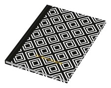 Kladde mit goldgefärbter Gravur / Notizbuch A5 / dotted / black & white Rhombus