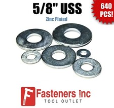 (Qty 640) 5/8" USS Flat Washers Zinc Plated 50LBS (50# Bulk Box) Low Carbon