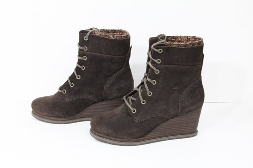 Caterpillar Women Boots New CAT Bootie sz 9 Wedge Heel Brown Winter Shoe suede - Picture 6 of 9