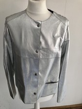 Marc Cain Silver Leather Jacket