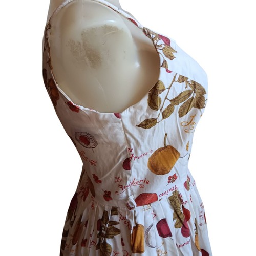 1OF1 sz 6 MCM Vintage 1960's French Fruit Pattern Summer Dress Sleeveless - Picture 2 of 13