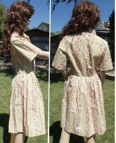 vtg 60's house dress button front no iron lightweight MADE IN JAPAN women medium - Picture 8 of 12