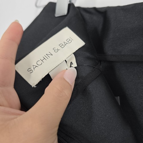 Sachin & Babi NEW Ellsworth Skirt Jet Black Satin Ruffle Detail Size 4 - Picture 6 of 9