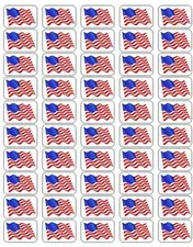50 American Flag Envelope Seals / Labels / Stickers, 1" by 1.5"