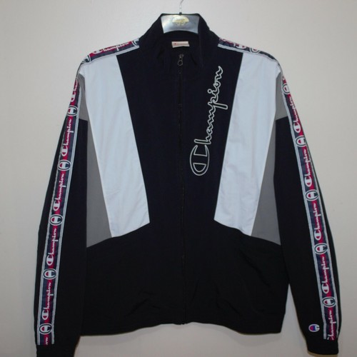 Champion Premium Men's Reverse Weave Track Jacket, Black/White - Picture 2 of 3