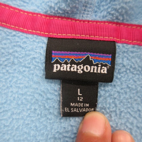 Patagonia Fleece Hoodie Girls Large Blue Gray Full Zip Recycled Retro Outdoors - Picture 7 of 16