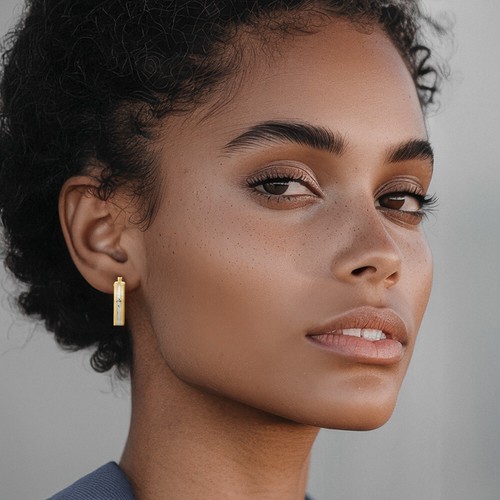 14K Solid Two Tone Gold Oval Medium Hoop Earrings - Picture 6 of 11