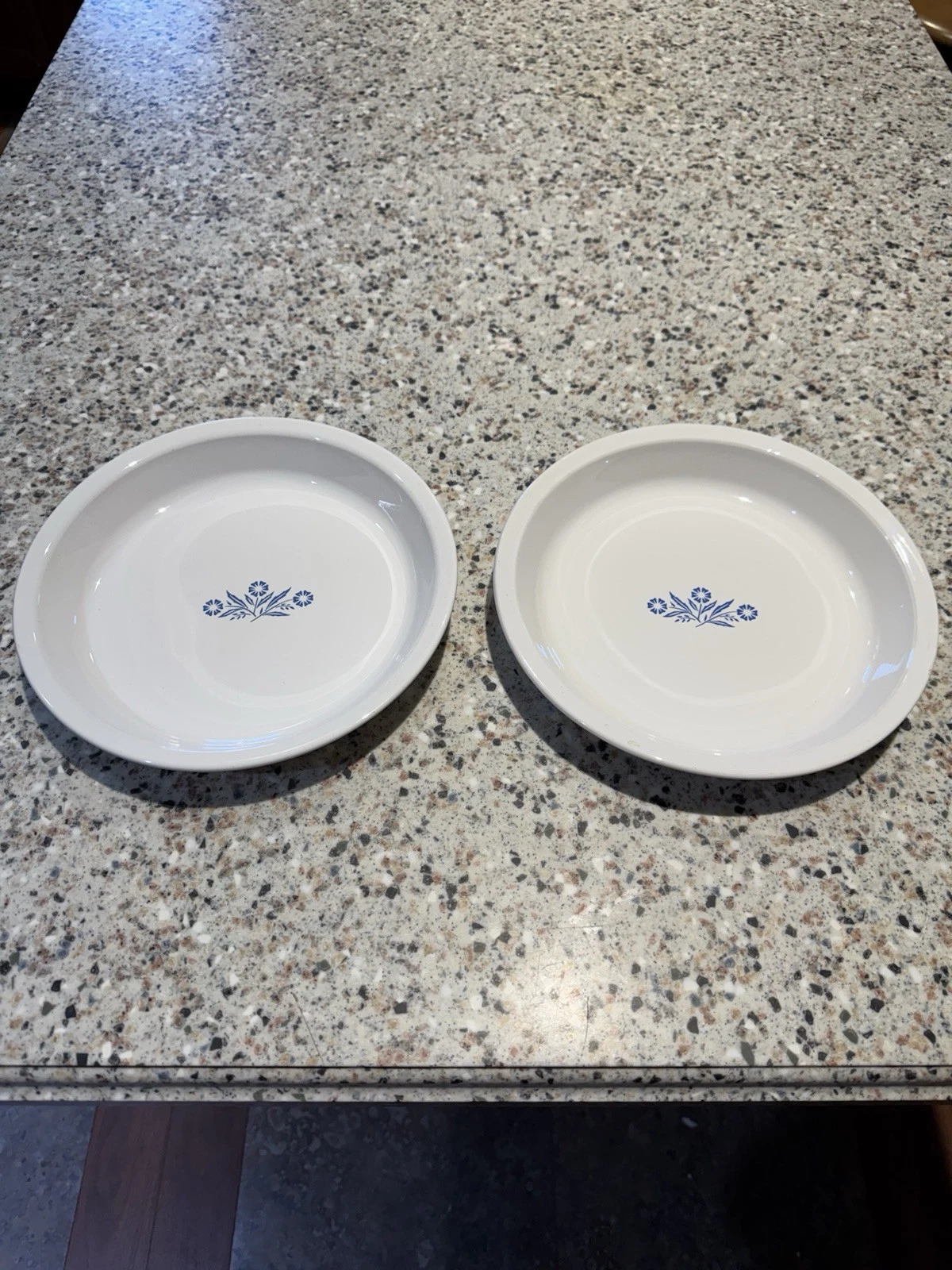 2 Vintage Corning Ware Blue Cornflower P-309 Pie Plate Baking Serving Dish 9 "