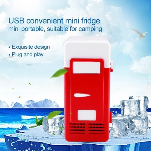 Mini Red USB Fridge Cooler Beverage Drink Cans Cooler Refrigerator for Laptop - Picture 6 of 7