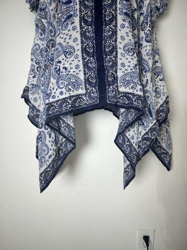 JOIE Cynthia 100% Silk Paisley Handkerchief Hem Dress Small Blue Boho Festival - Picture 7 of 10