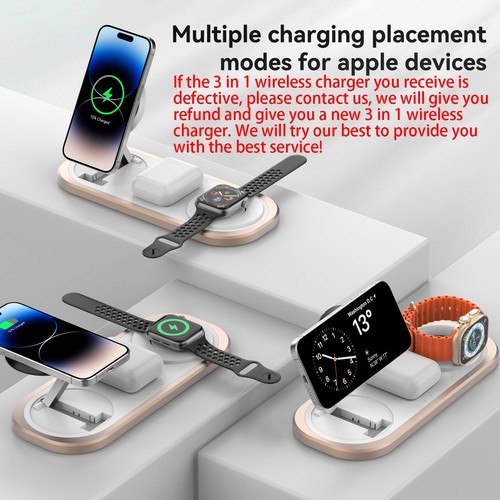 3 in 1 Wireless Charger für iPhone, Faltbare Ladestation für Magsafe für... - Bild 4 von 8