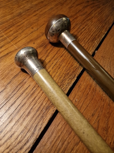 Two Antique Silver Handles Gentleman's Walking Sticks c1920s - Afbeelding 2 van 24