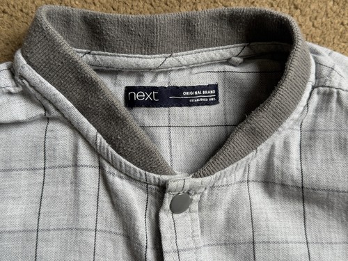 Next Grey Checked Shirt Mandarin Collar. 12 Years - Picture 2 of 3