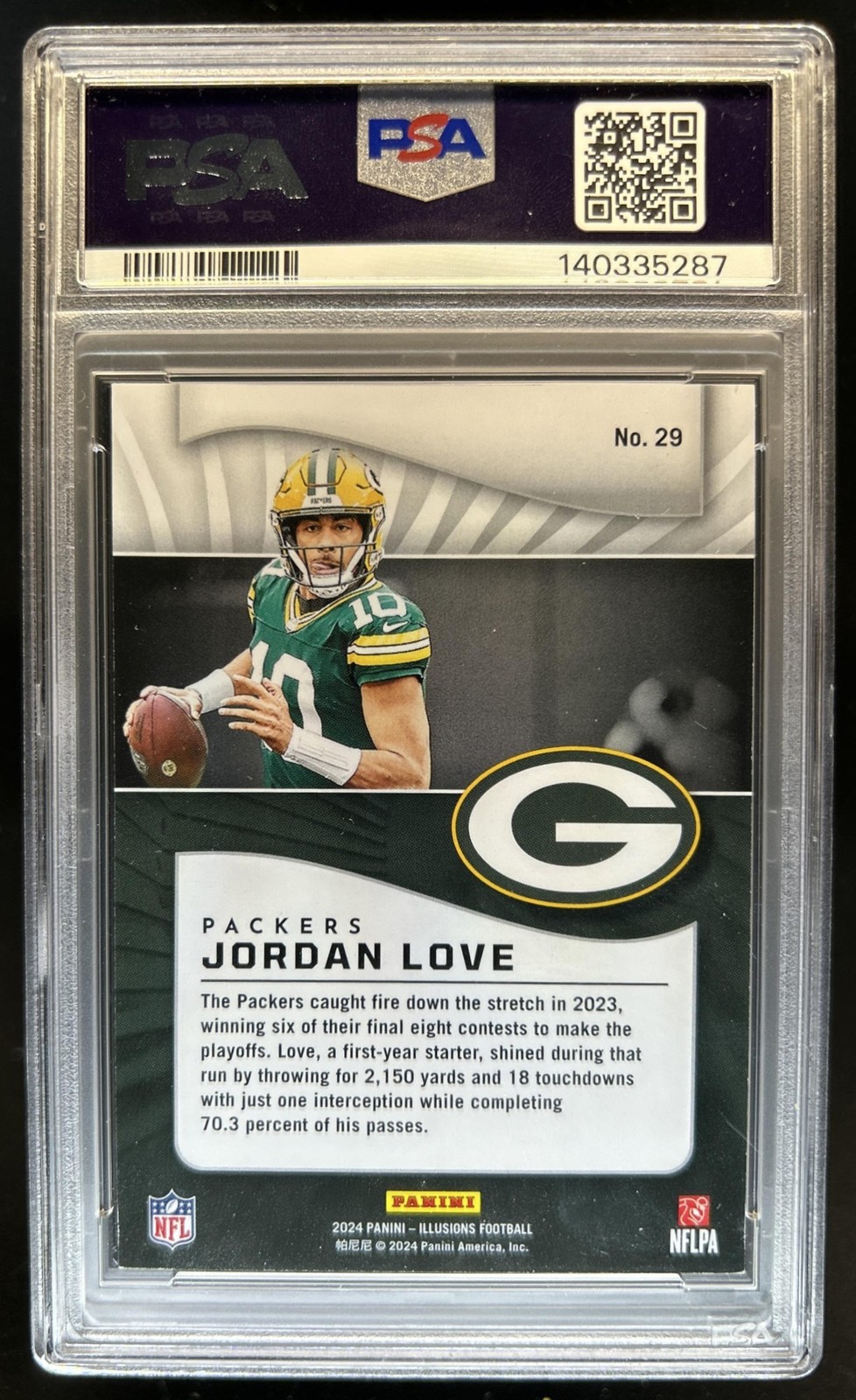 2024 Illusions Jordan Love Auto Pink Trophy Collection #/299 PSA Authentic 10 view 2