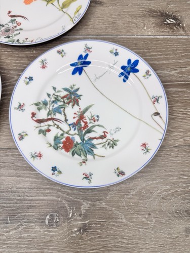 Anthropologie 8.25" vintage flower butterfly dessert salad plate set Of 3 - Picture 4 of 7