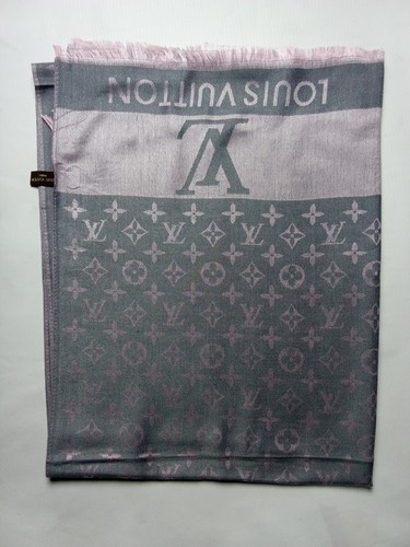 Louis Vuitton Scarf Shawl Stole Monogram LV Gray 65%Cashmere 35%Silk - Picture 15 of 19