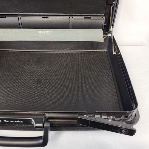 Vintage Samsonite Briefcase Black Hard Sided Combo Lock With Compartments & Key - Imagen 18 de 24