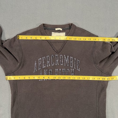 Abercrombie & Fitch Waffelstrick Thermo Herren Medium Muscle Grau Langarm - Bild 4 von 6