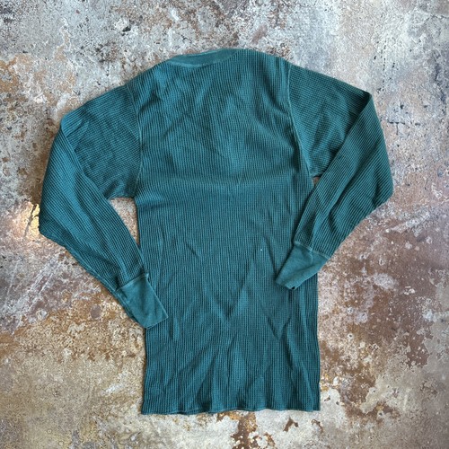 Vintage Great Land 50/50 Henley Thermo L/S Shirt USA Made Size M Solid Green - Bild 5 von 5