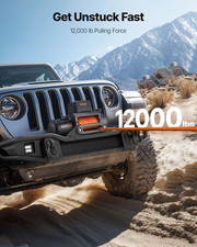 12000 lbs Electric Winch 12V DC with Synthetic Rope Wireless Remote IP67