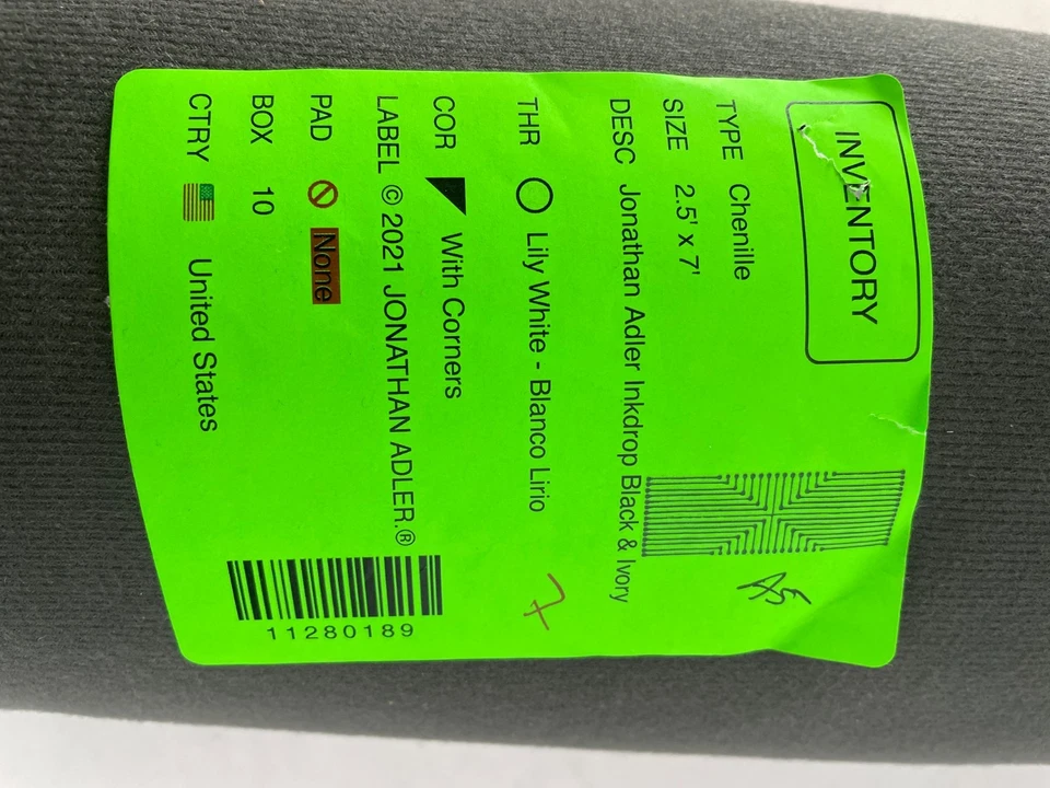 Прочный моющийся ковер Jonathan Adler со скользящей подкладкой, чернильница черная/слоновая кость, 2,5x7 футов - Изображение 4 из 4