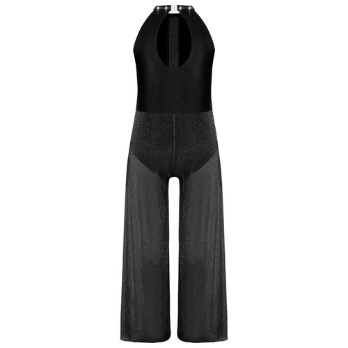Kids Girls Dancewear Pants Jumpsuit Back Bodysuit Party Rhinestones Sparkly - Picture 40 of 81