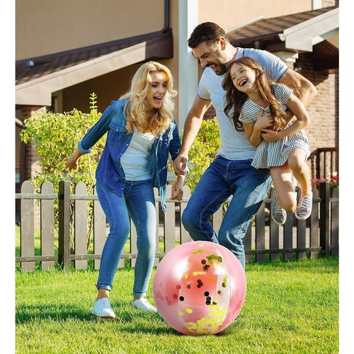 POZA Inflatable Beach Balls Set of 2 - Elegant Glitter Confetti Premium Floaters - 第 6/6 張圖片