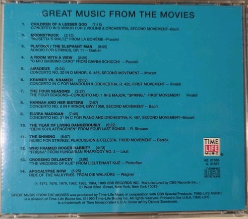 Time Life: Great Music From The Movies CD 2-Disc Set (Disc A +Disc B) VG+ fr/shp - Picture 8 of 9