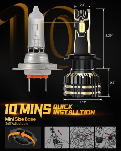 AUXBEAM GX H7 LED Headlight High/Low Beam Bulbs 120W 30000LM White 6500K Canbus - Picture 5 of 12