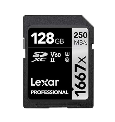 Lexar Professional 1667x 128GB SDXC UHS-II V60 4K Memory Card