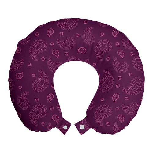 Purple Paisley Travel Pillow Neck Rest, Outline Simplistic Oriental Ornament ... - Bild 1 von 2