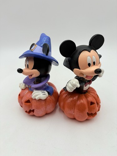 Disney Halloween Figurine Mickey Minnie Pumpkin Lights Vampire Witch READ - Picture 8 of 10