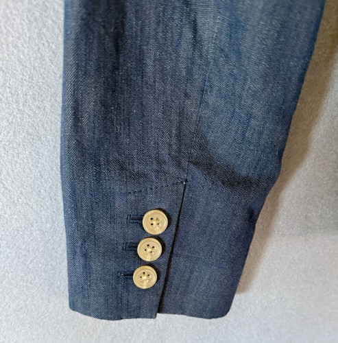 BANANA REPUBLIC Women’s Size 4 2-Button Lined Blazer Cotton Linen Blue Classic - Picture 5 of 12