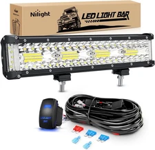 Nilight Side Shooter LED Light Bar 12Inch Triple Row Spot Flood Combo Lights