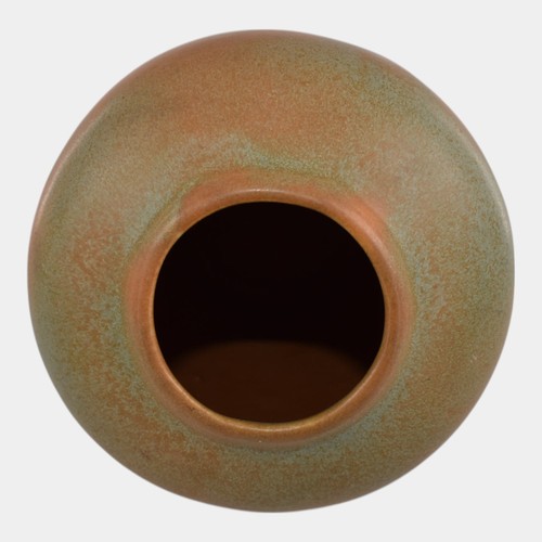 Muncie 1920s Vintage Art Deco Pottery Matte Green Orange Vase 102-7 - Picture 5 of 6