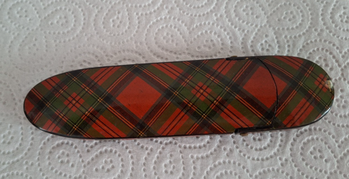 Antique Vintage Wire Frame Spectacles Glasses Marked TH in Stewart Tartan Case - Picture 11 of 12