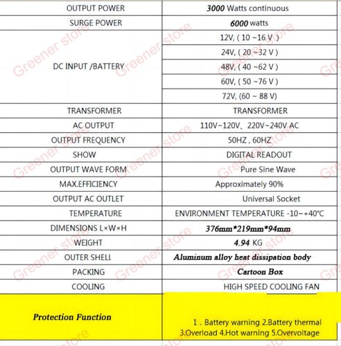 Convert 12V to 230V Power Inverter 4000-8000W Pure Sine Wave Spannungswandler x - Bild 17 von 19
