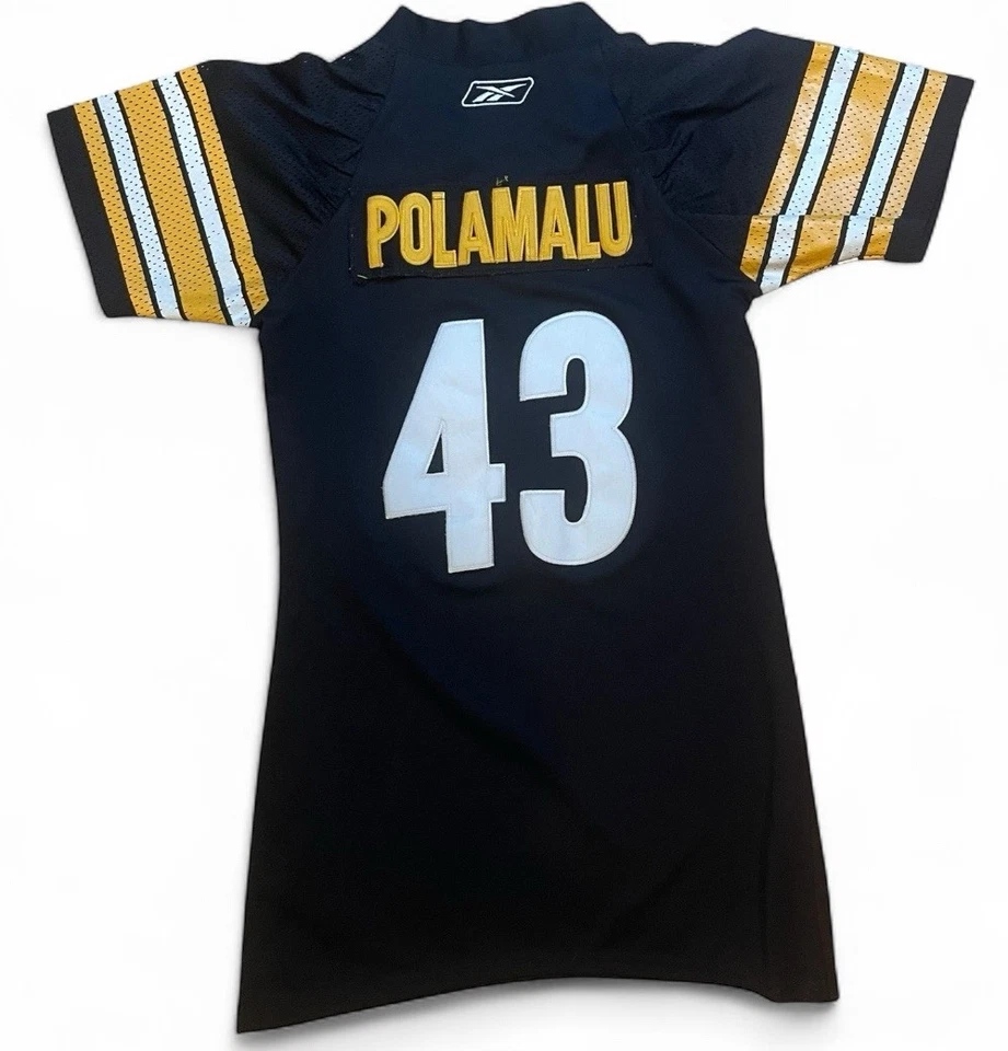 Vestido jersey de fútbol americano para mujer Reebok Pittsburgh Steelers Troy Polamalu con joyas MD Foto 4 de 4