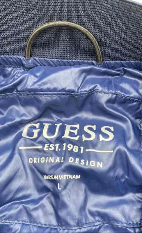 Guess Mens Blue Long Sleeve Pockets Full-Zip Puffer Jacket Size Large - Image 4 of 4
