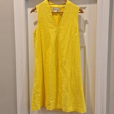Tommy Bahama A Line Linen Blend Shift Dress Sm Yellow Tropical Vacation Coastal