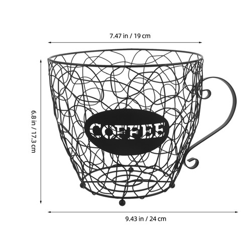  Soporte para cápsulas de café espresso - Cesta de almacenamiento de cápsulas de café con forma de taza de hierro negro - - Imagen 3 de 12
