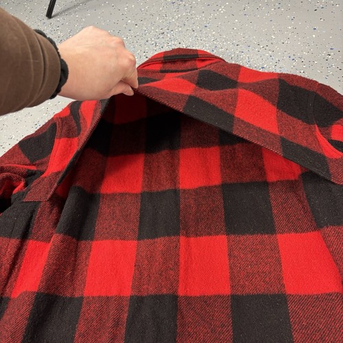 Vintage 60s L.L.Bean Red Black Buffalo Plaid Wool Coat Hunting Wild Pouch XXL - Bild 11 von 18